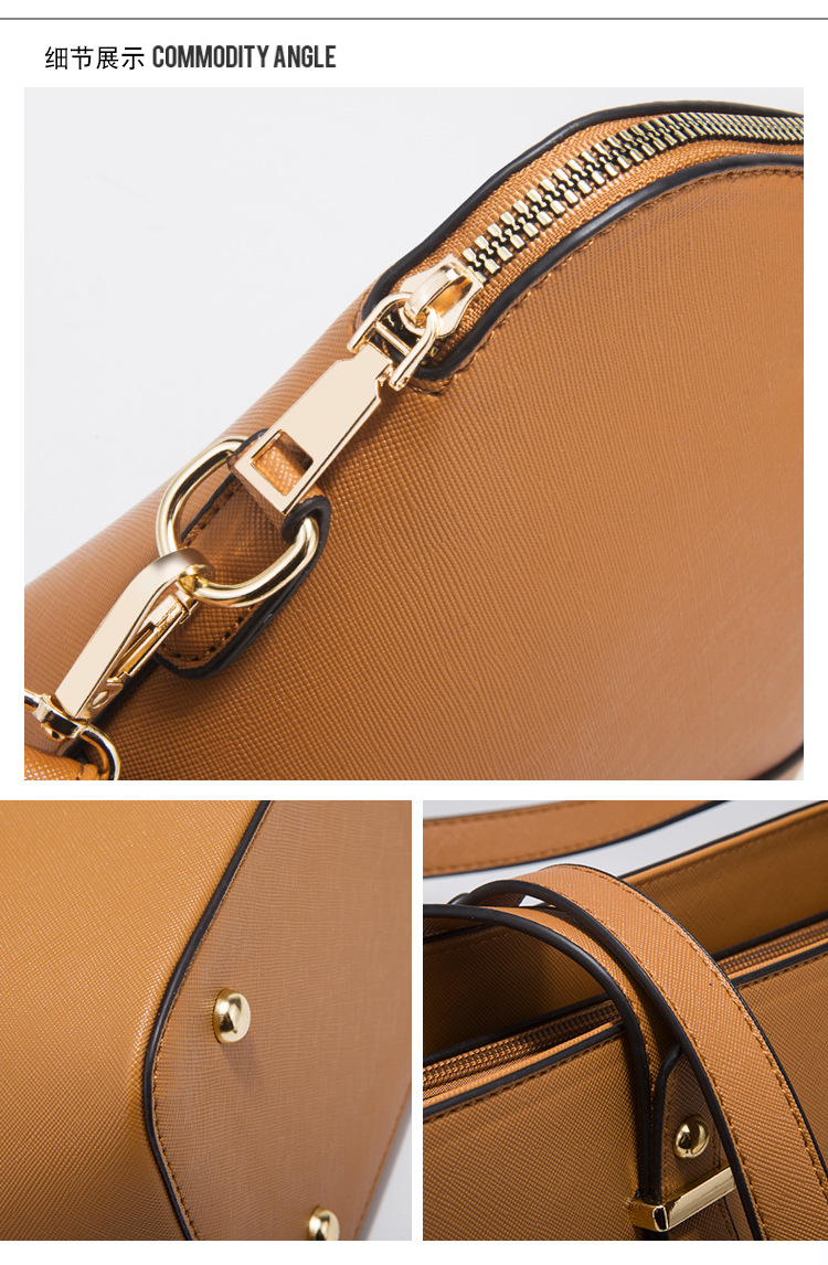 Women PU Leather Shoulder Handbag Set, Solid Color Zip Tote with Matching Pouch for Daily Use