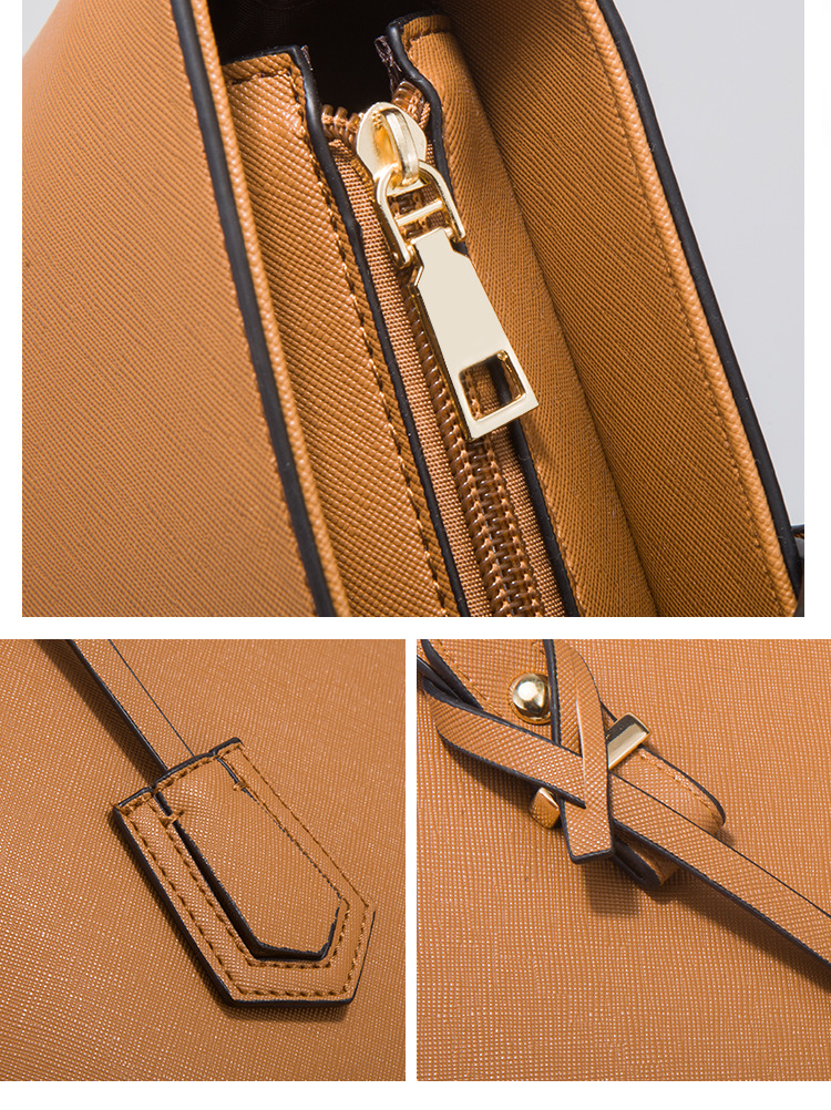 Women PU Leather Shoulder Handbag Set, Solid Color Zip Tote with Matching Pouch for Daily Use