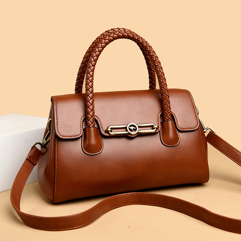 Women PU Leather Shoulder Bag with Zipper, Medium Square Crossbody Handbag for Daily Use