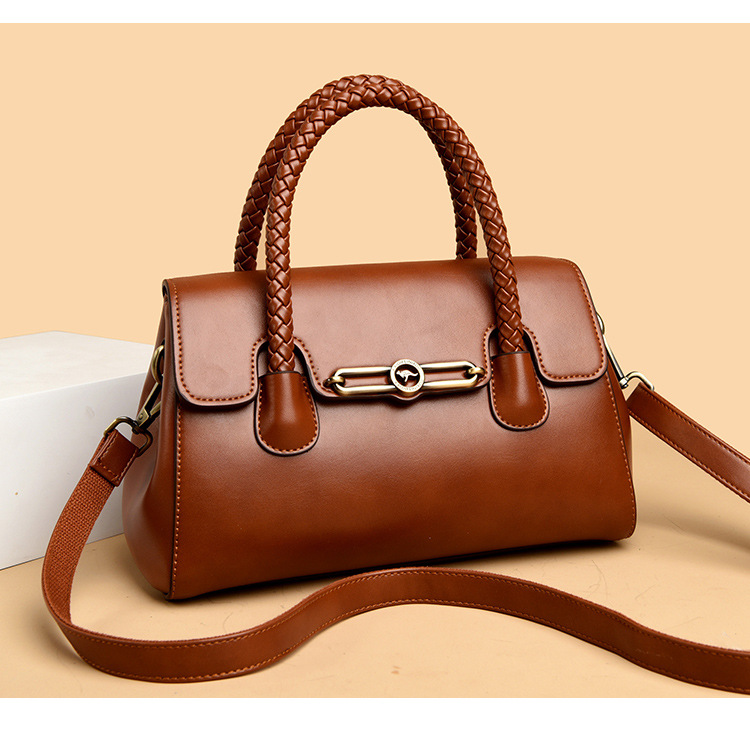 Women PU Leather Shoulder Bag with Zipper, Medium Square Crossbody Handbag for Daily Use