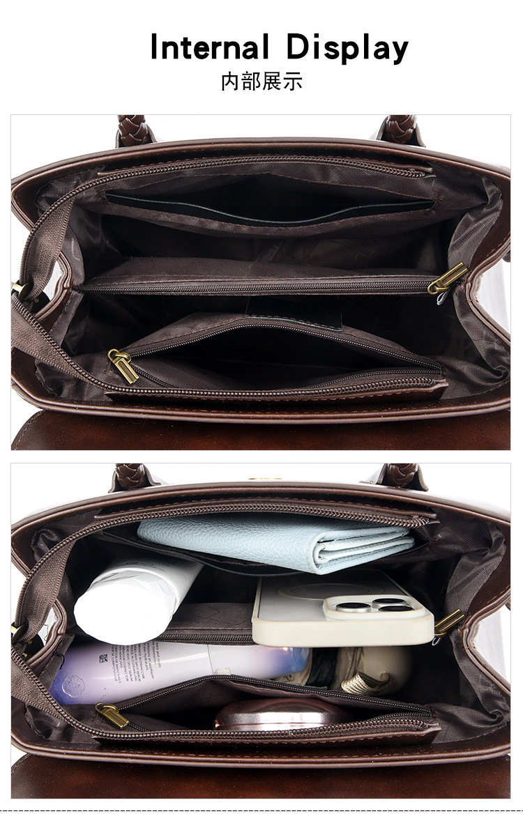 Women PU Leather Shoulder Bag with Zipper, Medium Square Crossbody Handbag for Daily Use