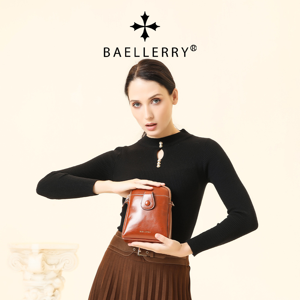Baellerry Mini Women's Crossbody Phone Bag, PU Leather Small Square Shoulder Bag with Double Zipper