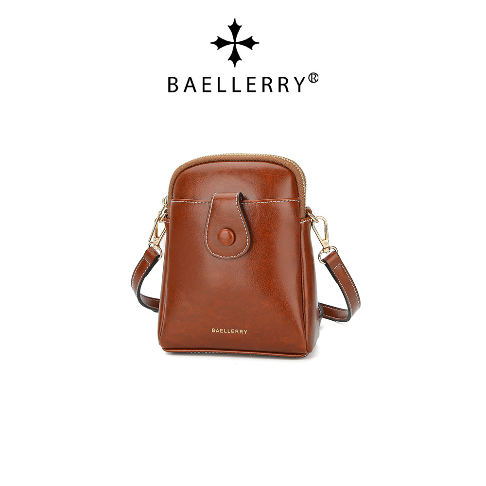 Baellerry Mini Women's Crossbody Phone Bag, PU Leather Small Square Shoulder Bag with Double Zipper