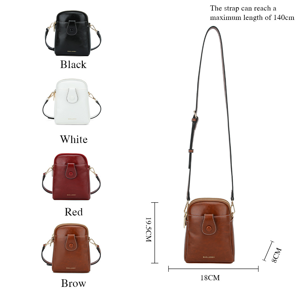Baellerry Mini Women's Crossbody Phone Bag, PU Leather Small Square Shoulder Bag with Double Zipper
