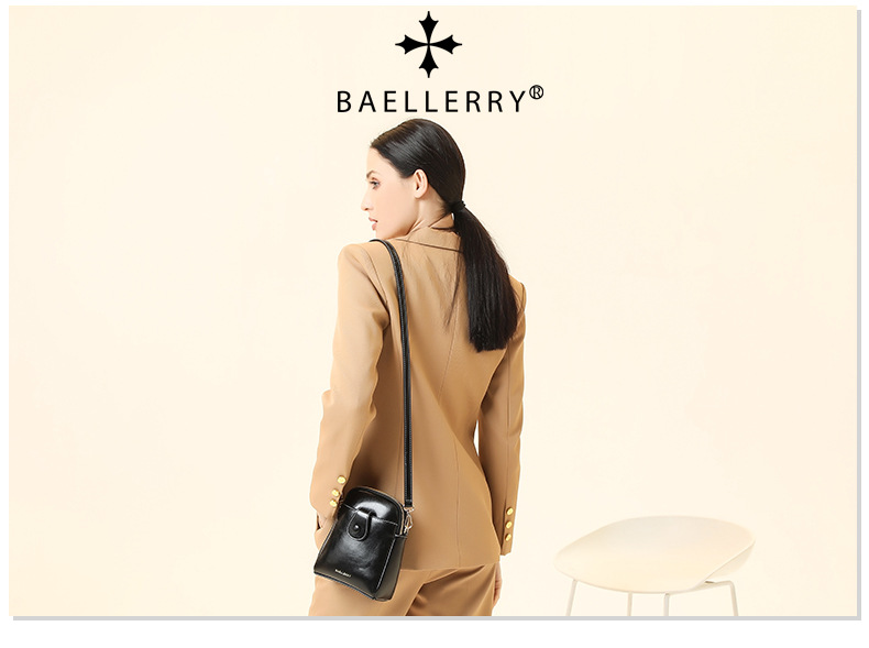 Baellerry Mini Women's Crossbody Phone Bag, PU Leather Small Square Shoulder Bag with Double Zipper