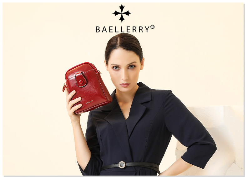 Baellerry Mini Women's Crossbody Phone Bag, PU Leather Small Square Shoulder Bag with Double Zipper