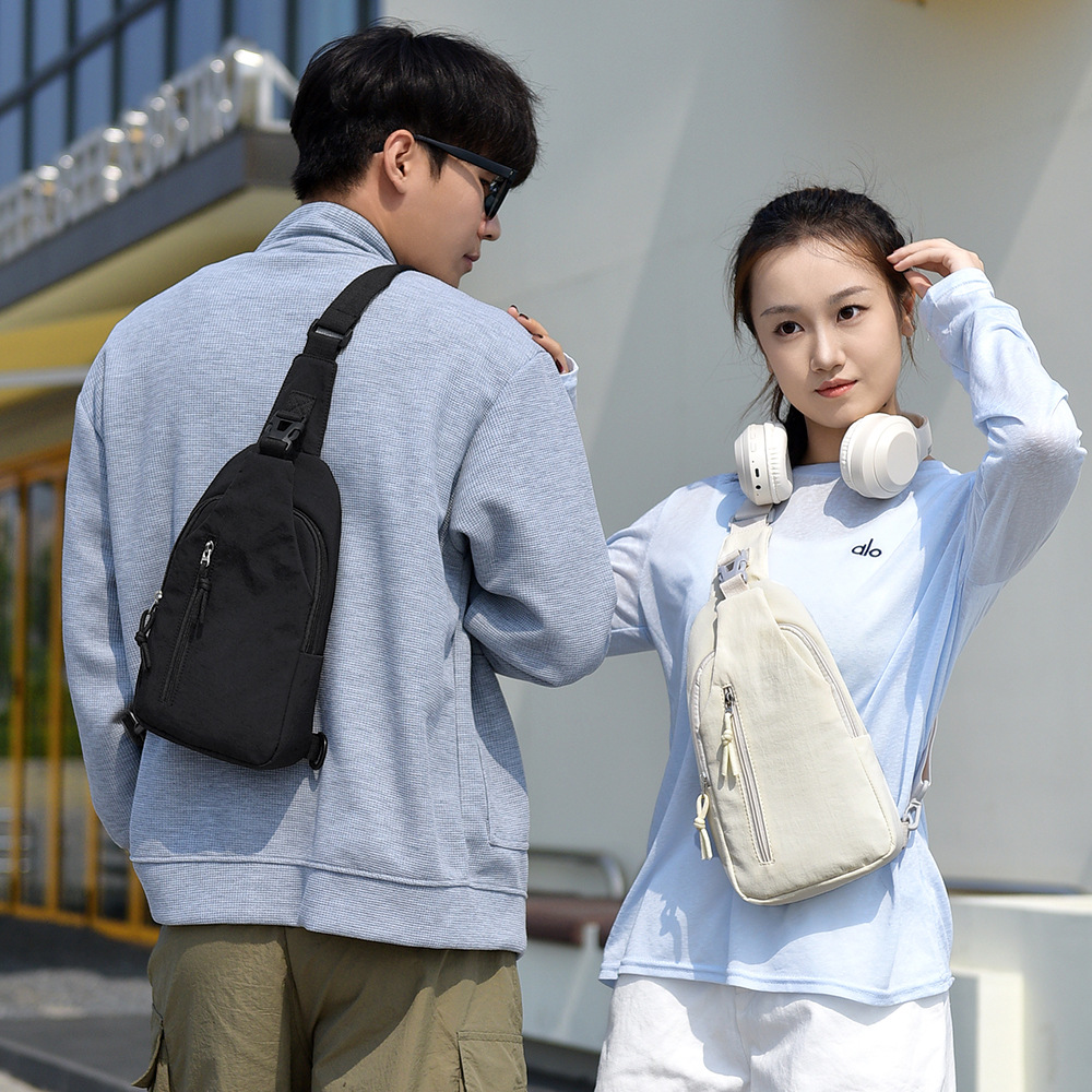 Women Nylon Crossbody Chest Bag, Multi-Layer Small Shoulder Bag for Everyday Casual Use