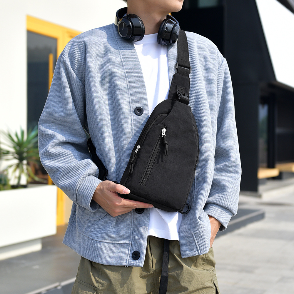 Women Nylon Crossbody Chest Bag, Multi-Layer Small Shoulder Bag for Everyday Casual Use