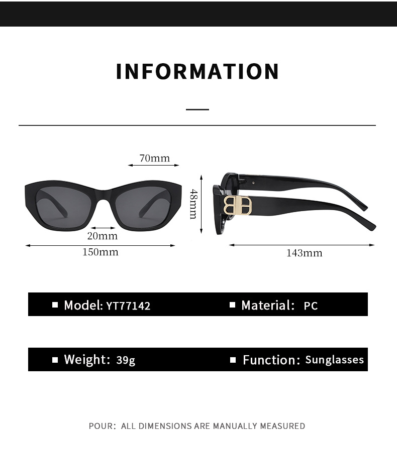 Polarized Cat Eye Sunglasses for Women, UV400 PC Frame Retro Sun Glasses for Driving and Outdoor