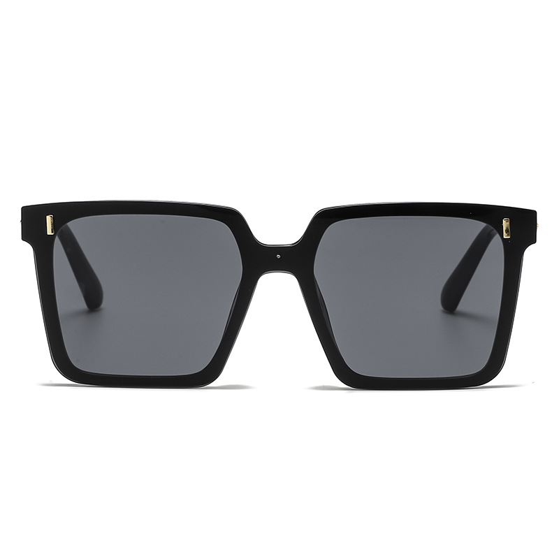 Square Polarized Sunglasses for Men and Women, UV400 Full Frame Black Lens Sun Glasses for Driving and Outdoor