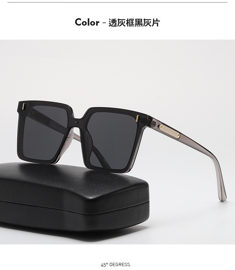 Square Polarized Sunglasses for Men and Women, UV400 Full Frame Black Lens Sun Glasses for Driving and Outdoor