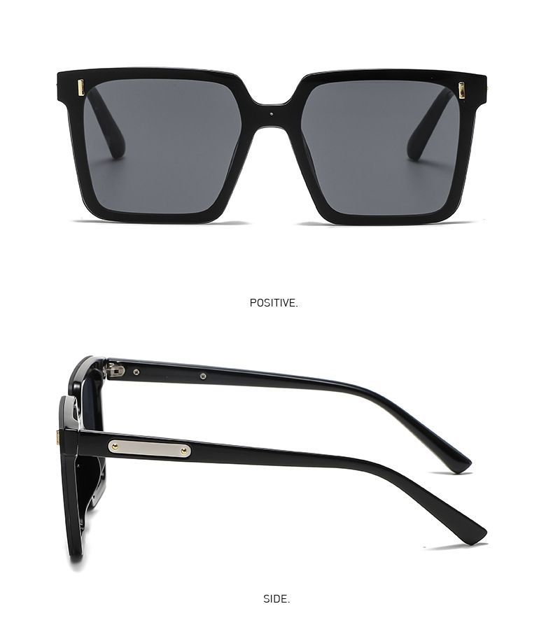 Square Polarized Sunglasses for Men and Women, UV400 Full Frame Black Lens Sun Glasses for Driving and Outdoor