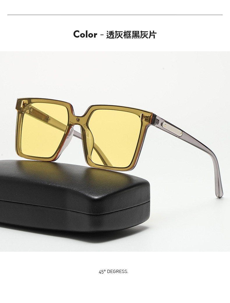 Square Polarized Sunglasses for Men and Women, UV400 Full Frame Black Lens Sun Glasses for Driving and Outdoor